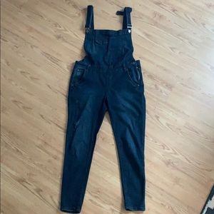 Dark denim overalls